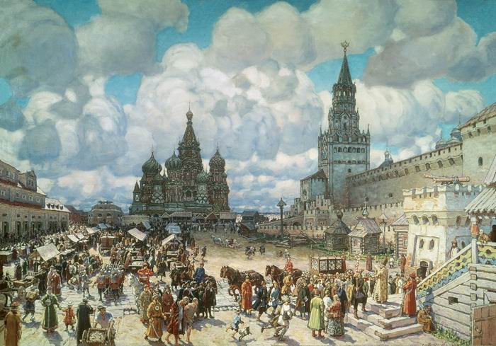 Tableau d'Appolinariï Vasnetsov, "La place Rouge à la deuxième moitié du XVIIe siècle", 1925 Tableau d'Appolinariï Vasnetsov, "La place Rouge à la deuxième moitié du XVIIe siècle", 1925
