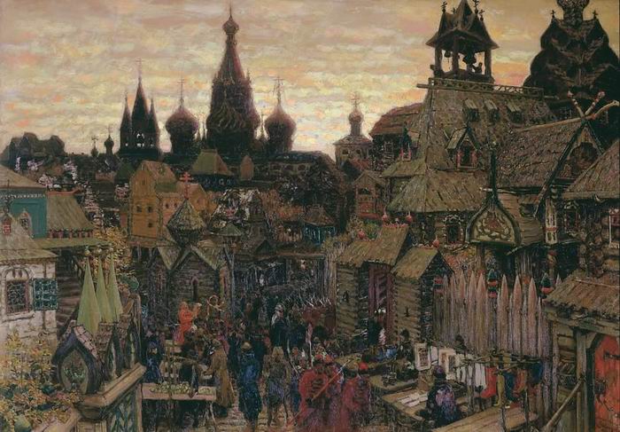 Appolinariï Vasnetsov : "Une rue dans Kitaï-gorod au début du XVIIe siècle", 1900 Appolinariï Vasnetsov : "Une rue dans Kitaï-gorod au début du XVIIe siècle", 1900
