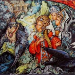 Conte russe tableau femmes oiseau isba